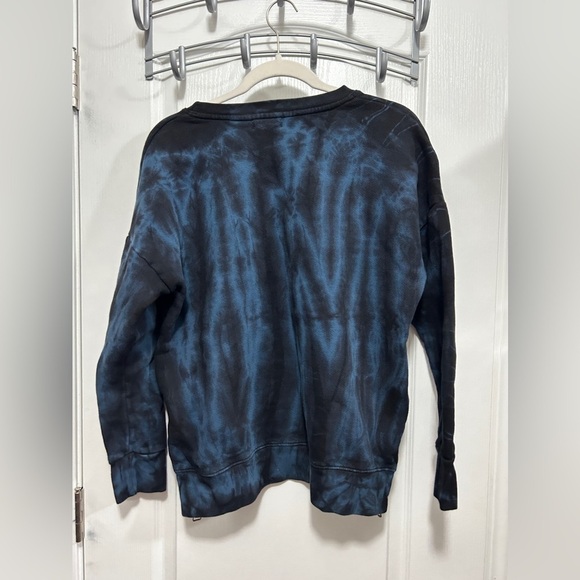 Sundry Evereve Women’s 1 S Blue Black Tie Dye Zip Crew Neck Pullover Sweatshirt - Picture 2 of 16